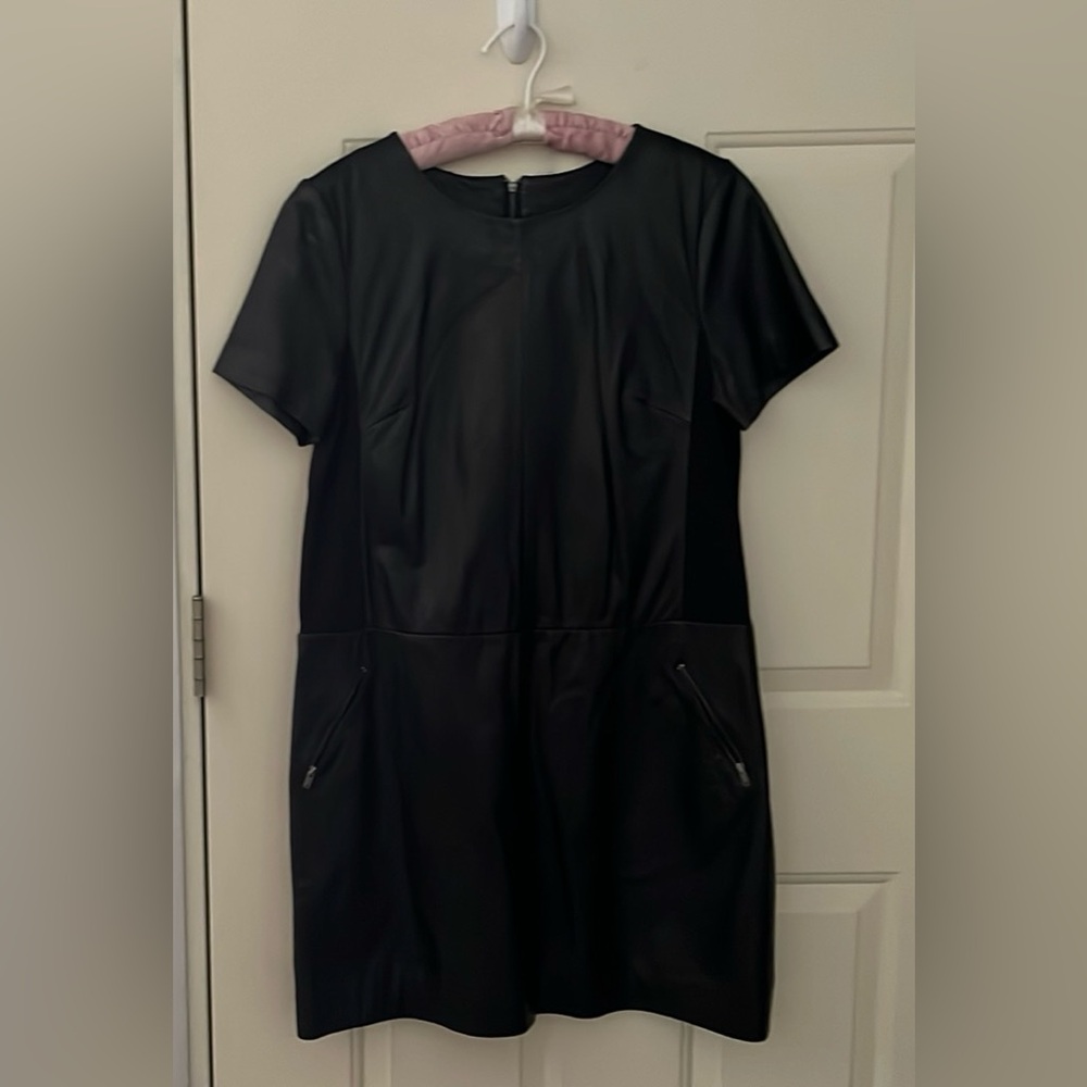 Black Genuine Leather Women's Dress